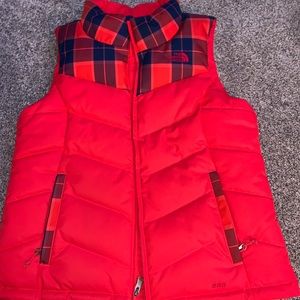 Neon orange north face vest